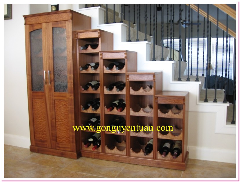Tủ rượu bậc thang gỗ xoan đào